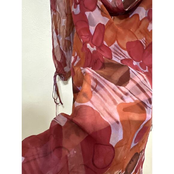 Possibility by Florl di Zucca Silk Chiffon Dress M Burgundy Floral Forest Fairy - Picture 7 of 13